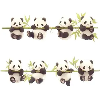 COVPAW Wandtattoo 8 Pandas Wandaufkleber Panda mit Bambus-Motiv, Wandaufkleber Panda Schaukeln, 38 x 62 cm, für Kinderzimmer Wohnzimmer Schlafzimmer Küche usw. (Panda Schaukeln)