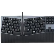 Bild von PERIBOARD-335 DE, Kabelgebundene ergonomische mechanische Tastatur – Low-Profile Blue Clicky Switches – Programmierbare Funktion – Kompatibel mit Windows und Mac OS X – Deutsch QWERTZ