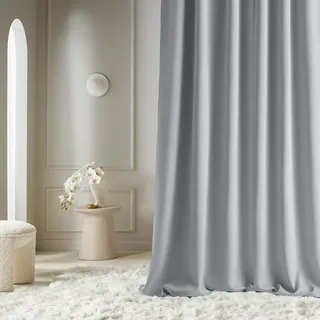 Room99 Vorhang mit Kräuselband Aura 140 x 300 cm Breite x Höhe Schiebegardinen Modern Curtain Wohnzimmer Schlafzimmer Hellgrau, 1 Stück