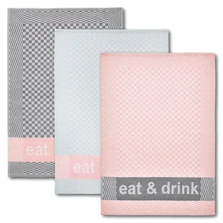 Dyckhoff Geschirrtuch »Eat & Drink, Maße je Tuch ca. 50x70 cm« mit drei verschiedenen Motiven, grau