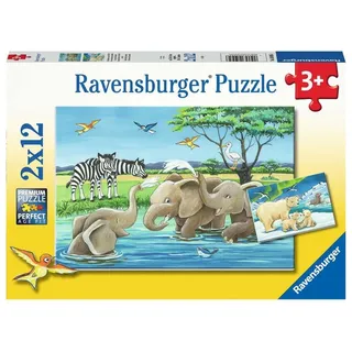 Ravensburger Kinderpuzzle - 05095 Tierkinder aus aller Welt - Puzzle für Kinder ab 3 Jahren, mit 2x12 Teilen