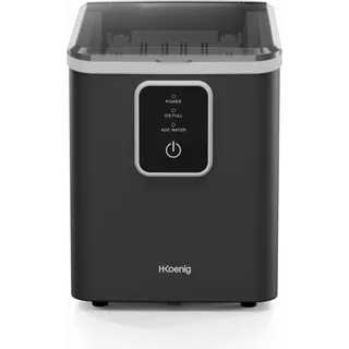 H.Koenig Eiswürfelmaschine KUB12 – 12 kg in 24 Stunden, tragbar, kompakt, leise, 1 l, Eiswürfel in 6 Minuten, Eisschaufel - Schwarz