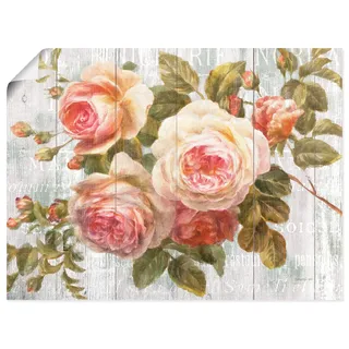 Artland Wandbild »Vintage Rosen auf Holz« Blumen 1 Stk. tlg. als Leinwandbild, Poster in verschied. Größen, pink
