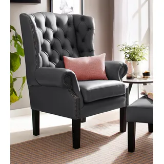 Home affaire Sessel »Bedford Ohrensessel Chesterfield« mit aufwendiger Knopfheftung und geschwungenen Armlehnen, schwarz