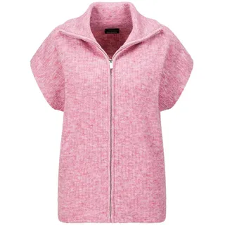 Kurzweste GOLDNER "Melierte Weste mit Reißverschluss", Damen, Gr. 46, rosa (rosé), Obermaterial: 76% Polyester PES. 15% Polyamid PA. 6% Schurwolle WV. 3% Elasthan EL., Modisch, Westen Kurzweste, Umlegekragen kann hochgeschlossen werden