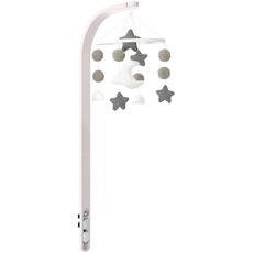 Snuz Mobile - Soft Baby Cot Mobile for SnuzPod and SnuzKot with Stars, Moon and Clouds Design - Rose White