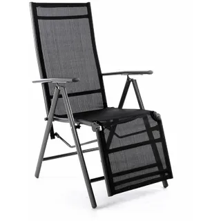 VCM Alu Klappstuhl mit Fußstütze 55 x 60 x 112 cm schwarz