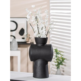 Casablanca Moderne Dekovase - Vase für Pampasgras Deko Wohnzimmer - Geschenk Geburtstagsgeschenk - Farbe: Anthrazith Dunkelgrau Höhe 32 cm