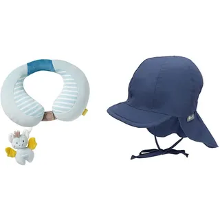 Fehn 065282 Nackenstütze Fledermaus –ab 6+ Monaten – Maße: 24 x 20 cm & Sterntaler Unisex Baby Schirmmütze M. Nackenschutz 1511410 Winter Hut