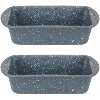 Russell Hobbs COMBO-5443 Kuchenform-Set - 28cm Antihaft Rechteck Kuchen/Brotform, 2-Teiliger Satz, Kohlenstoffstahl Backform, Brotbox, Leicht Reinigendes Backblech, Nightfall Stone Blauer Marmor