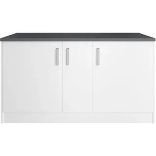 kochstation Kücheninsel »KS-Toronto« Breite 153 cm, MDF-Fronten, Flaschenregal, weiß