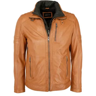 Bikerjacke JCC "Lederjacke 63535", Herren, Gr. 52, braun (cognac), Obermaterial: 100% Lammleder LEL. Futter: 100% Baumwolle CO., Jacken Bikerjacke