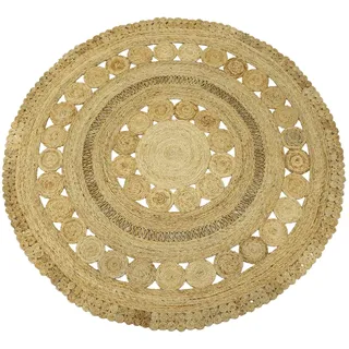 carpetfine Juteteppich Finn Rund Ø 90 cm Beige