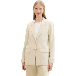 TOM TAILOR Damen Leinen Basic Blazer , summer beige, 36