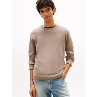 Strickpullover TOMMY JEANS "TJM SLIM FIT LIGHT SWEATER", Herren, Gr. M, ivy mink, Strick, Obermaterial: 100% Baumwolle, unifarben, slim fit normal, Rundhals, eingesetzt Rippstrickbündchen, Pullover Strickpullover, Slim fit mit Rundhalsausschnitt