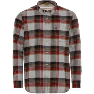 camel active Herren Flanellhemd im Karomuster aus Reiner Baumwolle rot, Menswear-S