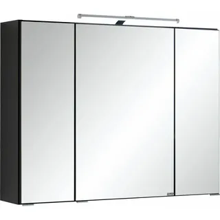 Bologna 3D-Spiegelschrank, graphitgrau, LED-Aufbauleuchte - Grau