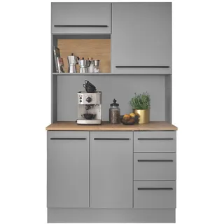 Mid.you Buffet , Grau, Eichefarben , Kunststoff , 2 Fächer , 3 Schubladen , 120x211x60 cm , Beimöbel erhältlich , Küchen, Küchenmöbel, Buffetschränke