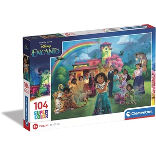 Clementoni - 25746 - Supercolor Puzzle - Disney Encanto - Puzzle 104 Teile Ab 6 Jahren, Buntes Kinderpuzzle Mit Besonderer Leuchtkraft & Farbintensität, Geschicklichkeitsspiel Für Kinder