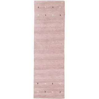 carpetfine Gabbeh Uni Wollteppich 60 x 180 cm Rosa