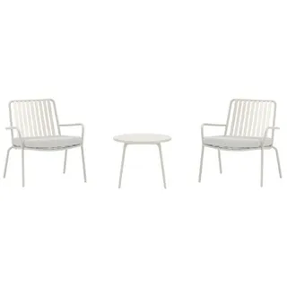 ebuy24 Lounge-Set, Mykonos, Beige, Stahl, 50 x 50 x 40 cm, 3-teilig , Metall , Gartenmöbel, Gartengarnituren, Gartenmöbel-Sets