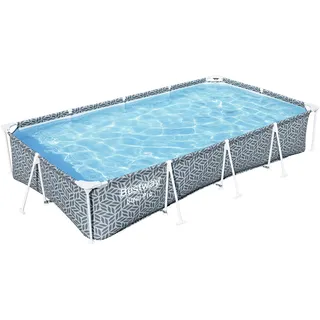 BESTWAY Steel Pro Frame Pool ohne Pumpe 366 x 201 x 66 cm, Blattform-Design, eckig