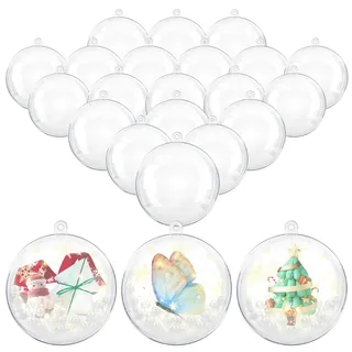 Acrylkugeln DIY Kugeln zum Befüllen, Weihnachtskugeln Deko Transparent Plastik 20 Stück 5 cm für Dekorationen, Kleines Dessert, Bemahlung, Party, Hochzeit,Weihnachtsbaum