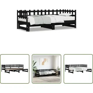 The Living Store Tagesbett Ausziehbar Schwarz 2x(80x200) cm Massivholz Kiefer - Schwarz