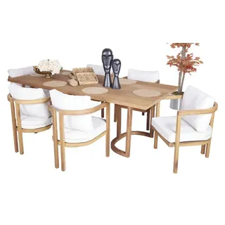 aea Holz Gartenmöbel Set 7-tlg. Weiß