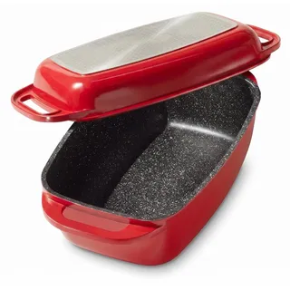 STONELINE® Bräter Schmortopf Rot 40x22 cm | mit Deckel - Rot