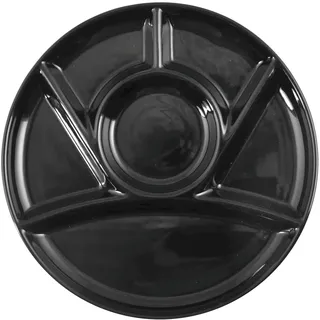 H&H 7069930 Fondueteller aus Keramik, 6 Fächer, Schwarz, 26 cm