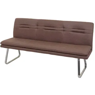 Mendler Sitzbank HWC-H70, Esszimmerbank Bank Polsterbank, Rückenlehne Stoff/Textil Edelstahl gebürstet ~ braun 180cm