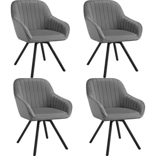 Tectake tectake® Drehbarer Armlehnstuhl Snug Samtoptik, gepolstert, in 360° drehbar, schlanke Stahlbeine, 58 x 58 x 82 cm