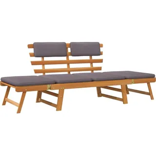 2-in-1 Gartenliege mit Auflage 190 cm Massivholz Akazie - Braun
