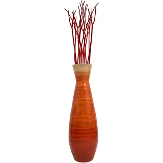 Vase, Bambus, 80 cm, glänzend, Orange