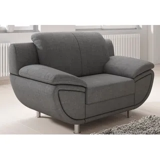 TRENDMANUFAKTUR Sessel TRENDMANUFAKTUR "Rondo II, Loungesessel zeitlos und bequem", grau (hellgrau), B:121cm H:85cm T:94cm, Struktur (100% Polyester), Sessel, Polstersessel XXL-Sessel, wahlweise mit komfortablem Federkern, mit extra breiten Armlehnen