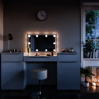 Vicco Schminktisch Lilli Weiß 190 cm mit Hocker