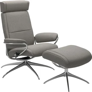 Stressless Relaxsessel "Paris" (Set, Relaxsessel mit Hocker, mit Hocker, Low Back mit Kopfstütze, mit Star Base, Gestell Chrom