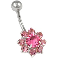 Firetti Bauchnabelpiercing »Schmuck Geschenk Piercing Silber 925 Körperschmuck Blume«, rosa