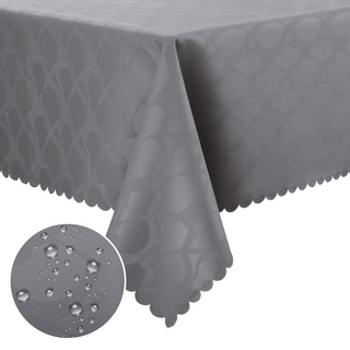 Homaxy PU Tischdecke Abwaschbar Lotuseffekt Hochwertig (350g/m2) Tischtuch Ornamente Tafeldecke Wasserabweisend Tischwäsche Fleckschutz pflegeleicht - Eckig 80 x 80 cm, Grau