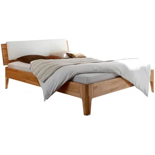 Hasena Bett , Weiß, Buchefarben , Holz, Textil , Kernbuche , massiv , 180x200 cm , gepolstertes Kopfteil, in verschiedenen Holzarten erhältlich, in verschiedenen Größen erhältlich , Schlafzimmer, Betten, Holzbetten