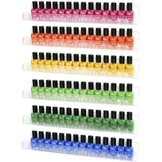 FFowcye 6 Stück Acryl Nagellack Regal Wand, Nagellack Aufbewahrung Wand Wandregal für Nagellackaufbewahrung, Gläser Organizer Paint rack farbständer, Parfüm Kosmetik Aufbewahrung, bis zu 90 Flaschen