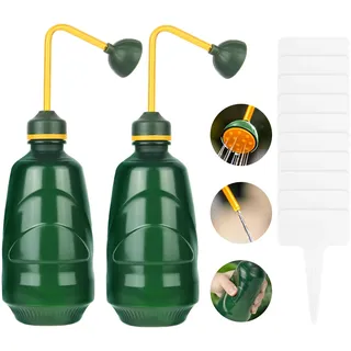 AOOSU Gießkanne Kleine Giesskanne für Keimlinge, 2 Stück Klein Gießbrause Ballbrause 450ml, Softsprüher Schonende mit 10 Gartenetiketten, Gießball Brause für Sämlinge, Samen und Empfindliche Pflanzen