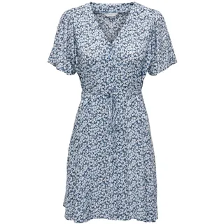 Only Damen Kleid ONLEVIDA XS S M L XL Mehrfarbig kurzer Arm V-Ausschnitt, Größe:M, Farbe:Provincial Blue Sadie Flower 15237382