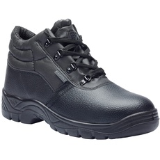 Blackrock Sicherheits-Chukka-Stiefel mit antistatischem Schutz, schwarze Leder-Sicherheits-Hiker mit Stahlkappe und Schutz-Zwischensohle aus Stahl, Knöchelunterstützung, leichte Sicherheitsstiefel