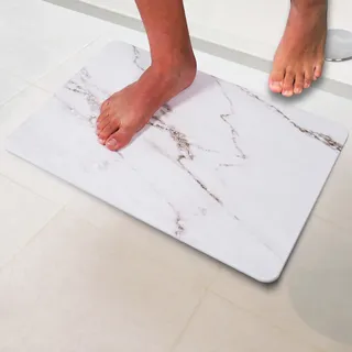 Pure 4Home Kieselgur Badematte Stein 60 x 40 cm – Diatomit Badematte Schnelltrocknend, rutschfest – Stone Bath Mat Quick Dry, Diatomite Bath Mat – Steinmatte Badezimmer, Saugstark, Antibakteriell