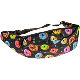 cosey - Bauchtasche Damen und Herren, stylische Hüfttasche, Gürteltasche für Reise, Sport & Outdoor - Design Donuts Schwarz