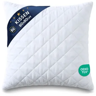 Amazinggirl Kopfkissen 80x80 cm - Kissen Allergiker Schlafkissen Polster Pillow Made in EU und Pillows for Sleeping 80 x 80 Bett Kissens für Schlafen Oeko-Tex Weiß