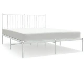 vidaXL Bettgestell mit Kopfteil Metall Weiß 140x200 cm - Weiß