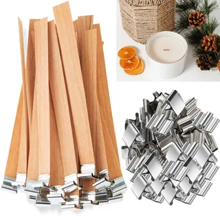 CZ Store®- Kerzendochte X30 |+30 Eisenständer| holzdochte für Kerzen 13 cm- holzdocht Kerze Natürliche Umweltfreundliche Langlebig/geruchlos - Mit PDF-Anleitung zur Kerzenherstellung